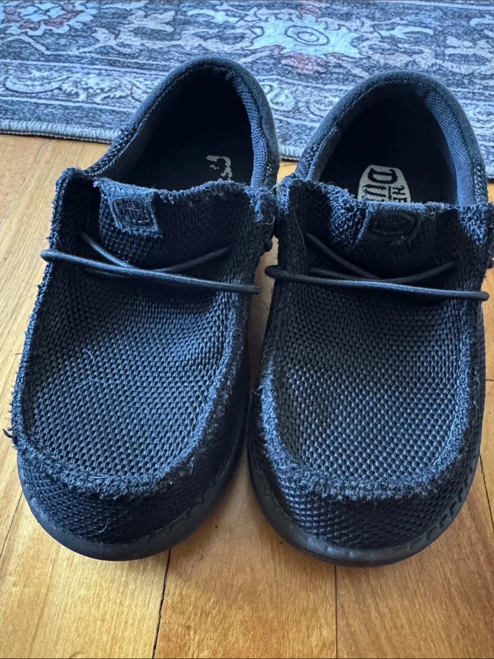 Casual Black Slip-On Shoes - Textured Canvas